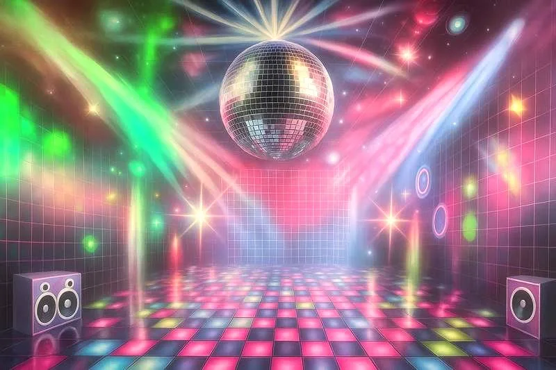 Hintergrundsystem Party mit Discokugel, Zubehör für Fotoboxen mieten in Dresden bei eventMa