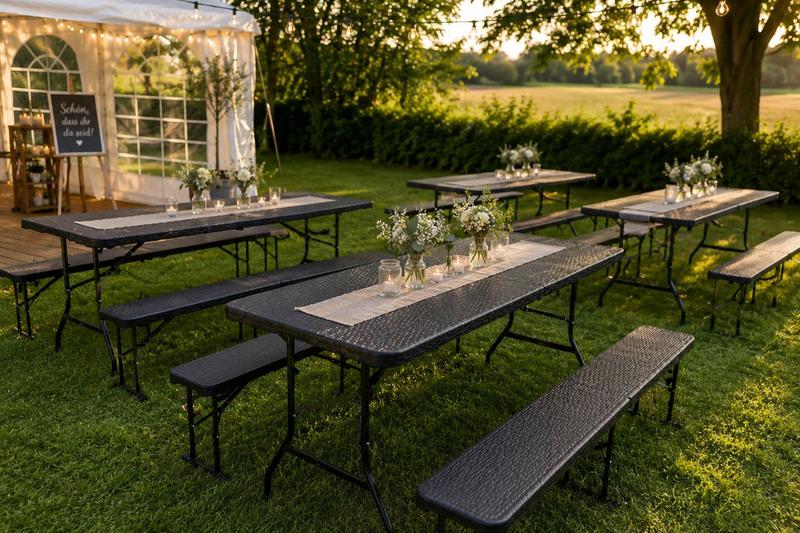 partyzelt biertischgarnituren