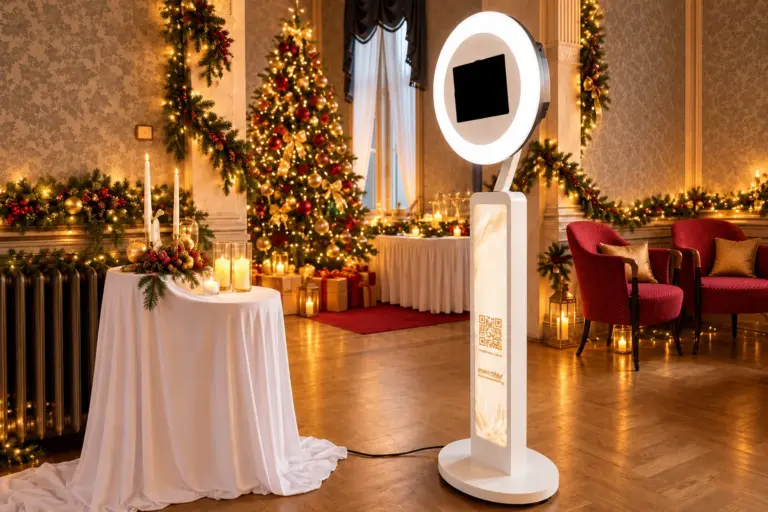 fotobox weihnachten optimiert Fotobox Clara in einem weihnachtlich geschmückten Festsaal